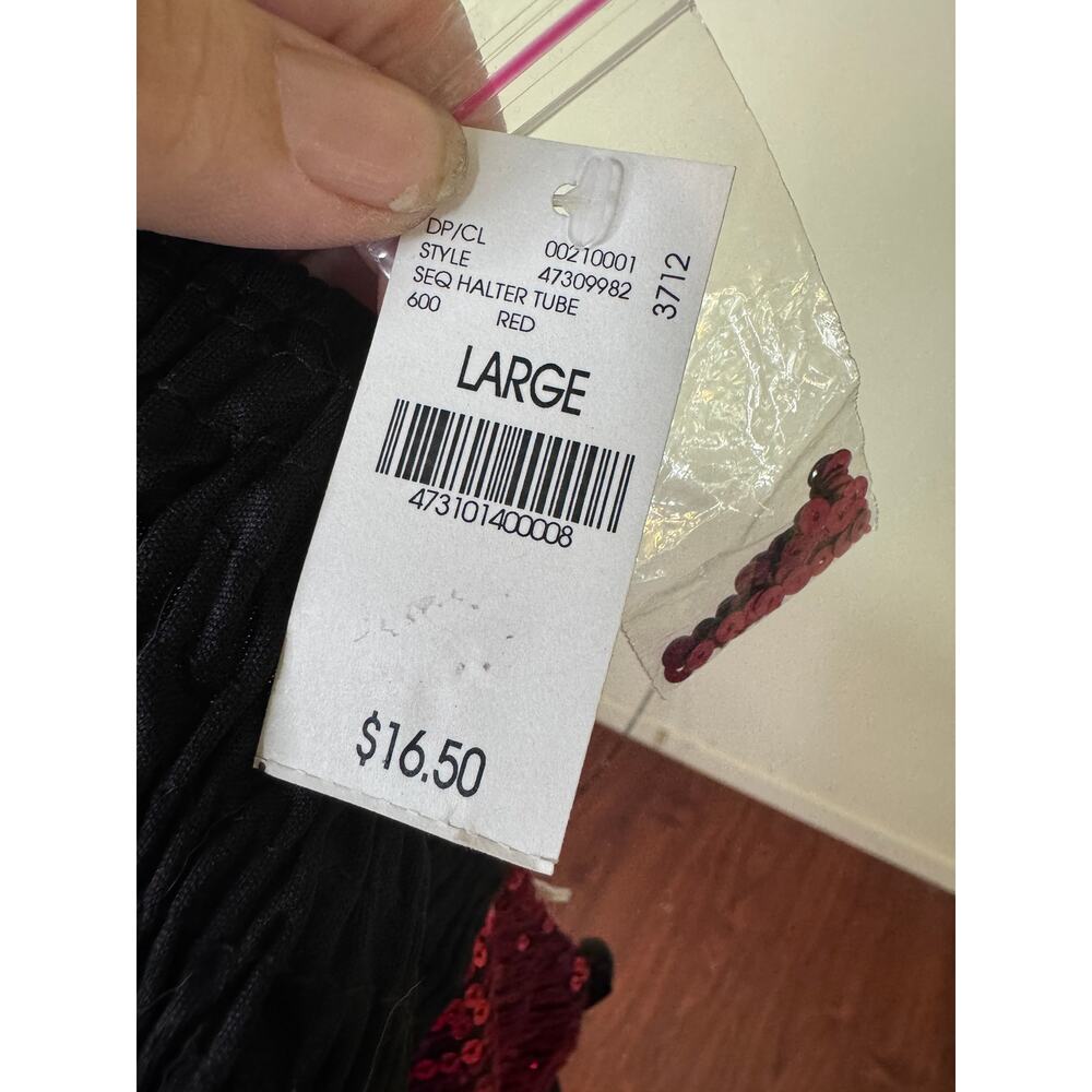 NWT Wet Seal Sparkly Red Halter Tube Top Size: Large - Picture 3 of 4